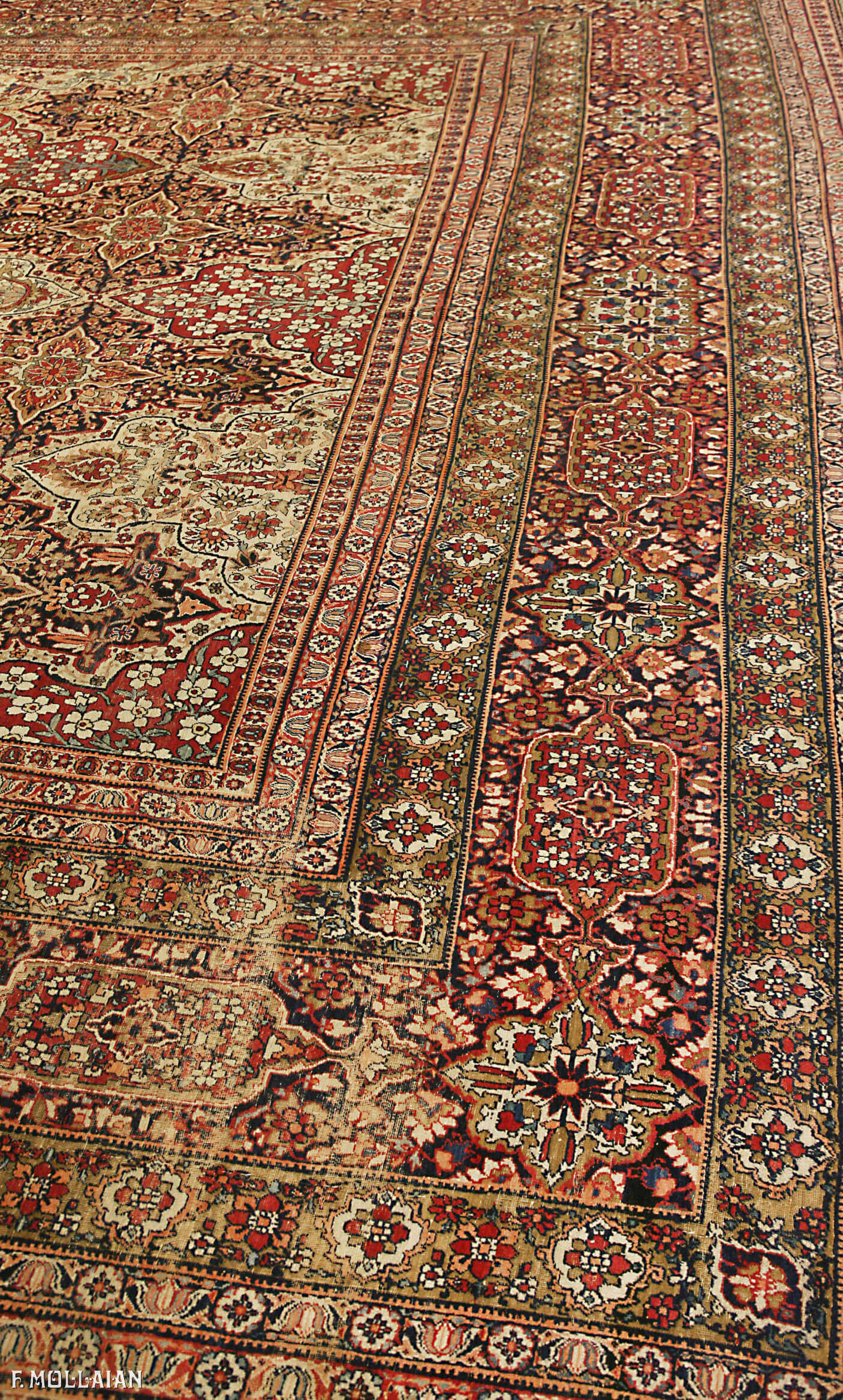 Antique Persian Kerman Ravar Carpet (482x415 cm)